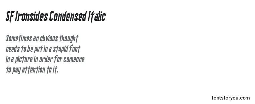 SF Ironsides Condensed Italic -fontin tarkastelu