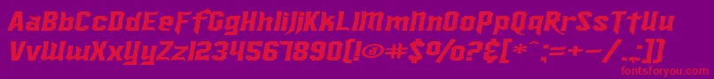 フォントSF Ironsides Extended Italic – 紫の背景に赤い文字