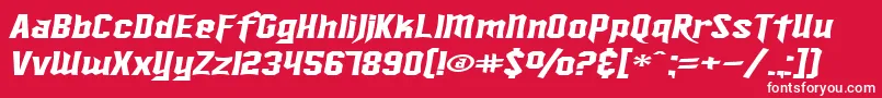 フォントSF Ironsides Extended Italic – 赤い背景に白い文字