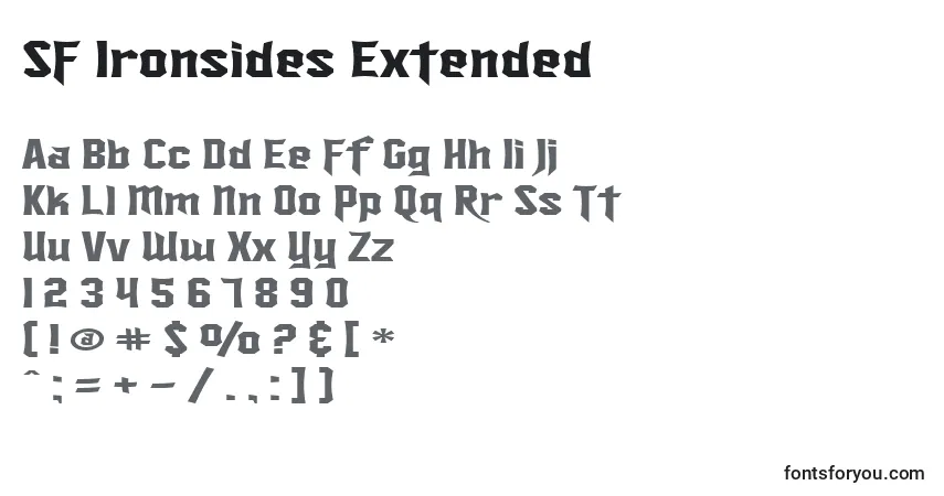 Шрифт SF Ironsides Extended – алфавит, цифры, специальные символы