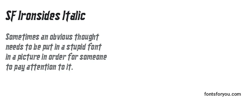 Überblick über die Schriftart SF Ironsides Italic