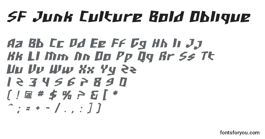 Schriftart SF Junk Culture Bold Oblique – Alphabet, Zahlen, spezielle Symbole