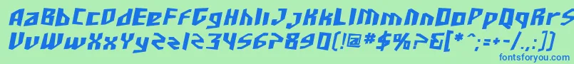 SF Junk Culture Bold Oblique Font – Blue Fonts on Green Background