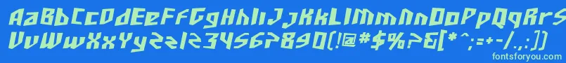 SF Junk Culture Bold Oblique Font – Green Fonts on Blue Background