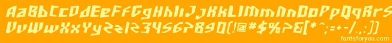 SF Junk Culture Bold Oblique-Schriftart – Gelbe Schriften auf orangefarbenem Hintergrund