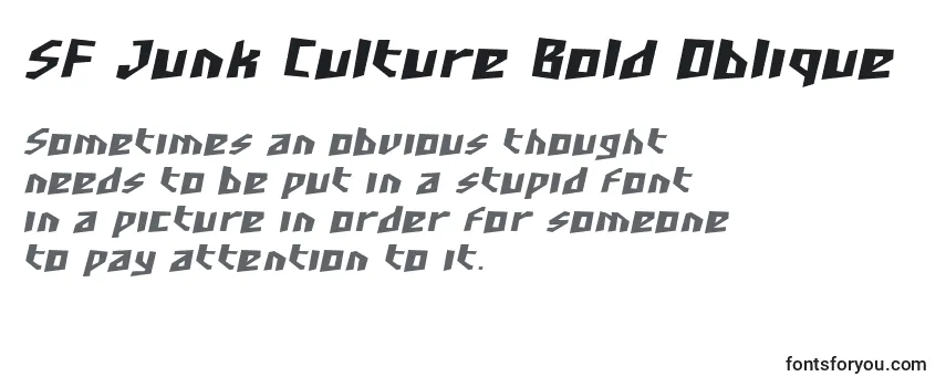 Review of the SF Junk Culture Bold Oblique Font