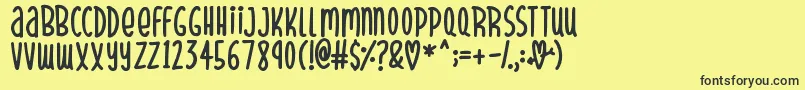 SparklyHearts Font – Black Fonts on Yellow Background