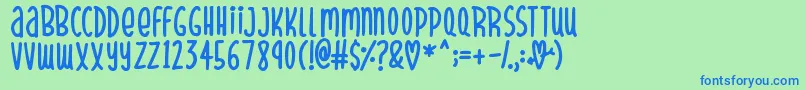 SparklyHearts Font – Blue Fonts on Green Background