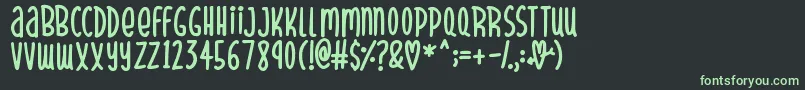 SparklyHearts Font – Green Fonts on Black Background