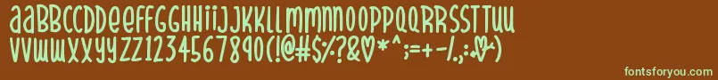 SparklyHearts Font – Green Fonts on Brown Background