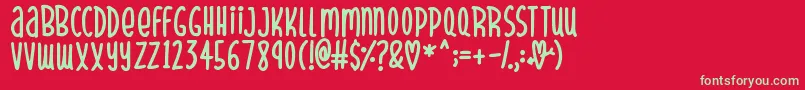 SparklyHearts Font – Green Fonts on Red Background