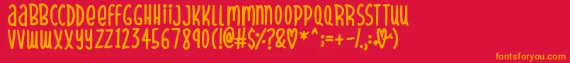 SparklyHearts Font – Orange Fonts on Red Background