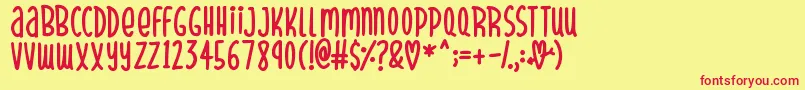 SparklyHearts Font – Red Fonts on Yellow Background