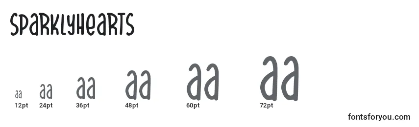SparklyHearts Font Sizes