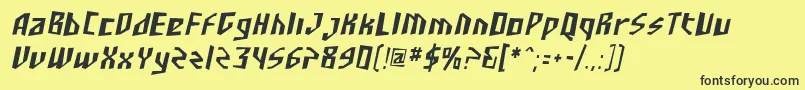 SF Junk Culture Condensed Oblique-fontti – mustat fontit keltaisella taustalla