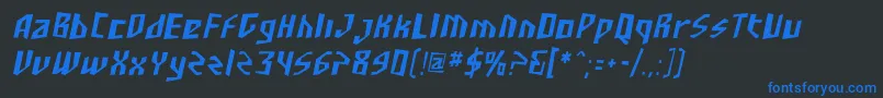 Шрифт SF Junk Culture Condensed Oblique – синие шрифты на чёрном фоне
