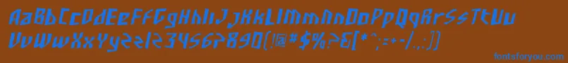 Шрифт SF Junk Culture Condensed Oblique – синие шрифты на коричневом фоне