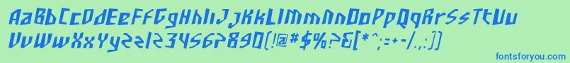 Шрифт SF Junk Culture Condensed Oblique – синие шрифты на зелёном фоне