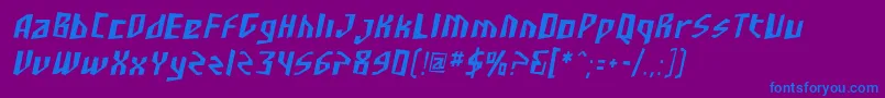 フォントSF Junk Culture Condensed Oblique – 紫色の背景に青い文字