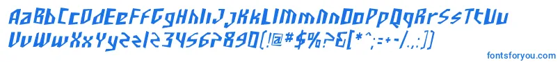 SF Junk Culture Condensed Oblique-fontti – siniset fontit valkoisella taustalla