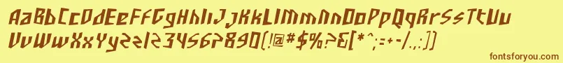 SF Junk Culture Condensed Oblique-fontti – ruskeat fontit keltaisella taustalla