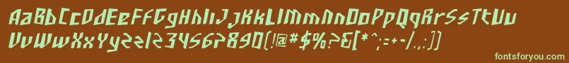 SF Junk Culture Condensed Oblique-fontti – vihreät fontit ruskealla taustalla