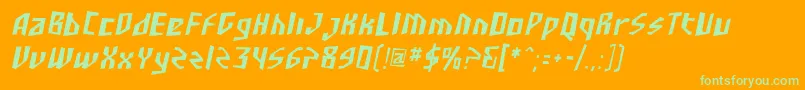 SF Junk Culture Condensed Oblique-fontti – vihreät fontit oranssilla taustalla