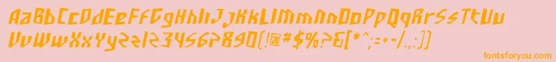 Fonte SF Junk Culture Condensed Oblique – fontes laranjas em um fundo rosa