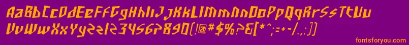 SF Junk Culture Condensed Oblique-Schriftart – Orangefarbene Schriften auf violettem Hintergrund