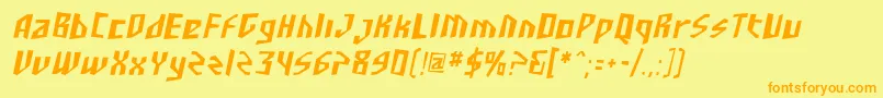 SF Junk Culture Condensed Oblique-fontti – oranssit fontit keltaisella taustalla