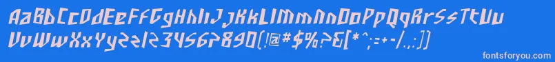 SF Junk Culture Condensed Oblique-fontti – vaaleanpunaiset fontit sinisellä taustalla