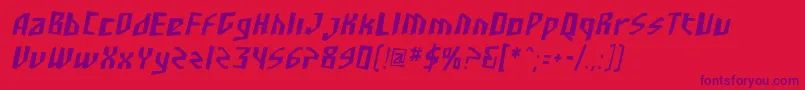 Czcionka SF Junk Culture Condensed Oblique – fioletowe czcionki na czerwonym tle