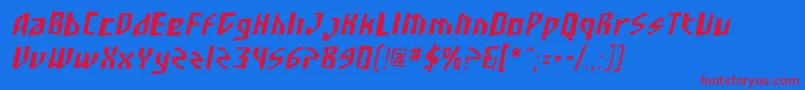 SF Junk Culture Condensed Oblique-Schriftart – Rote Schriften auf blauem Hintergrund