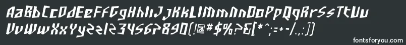 Шрифт SF Junk Culture Condensed Oblique – белые шрифты на чёрном фоне