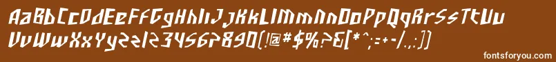 SF Junk Culture Condensed Oblique-fontti – valkoiset fontit ruskealla taustalla
