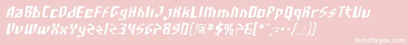 SF Junk Culture Condensed Oblique-fontti – valkoiset fontit vaaleanpunaisella taustalla
