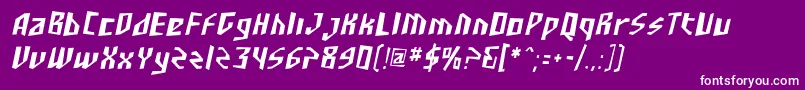 SF Junk Culture Condensed Oblique-Schriftart – Weiße Schriften auf violettem Hintergrund