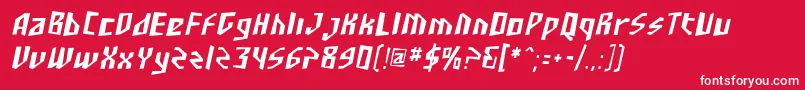 SF Junk Culture Condensed Oblique-fontti – valkoiset fontit punaisella taustalla