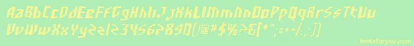 SF Junk Culture Condensed Oblique-fontti – keltaiset fontit vihreällä taustalla
