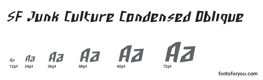 Размеры шрифта SF Junk Culture Condensed Oblique