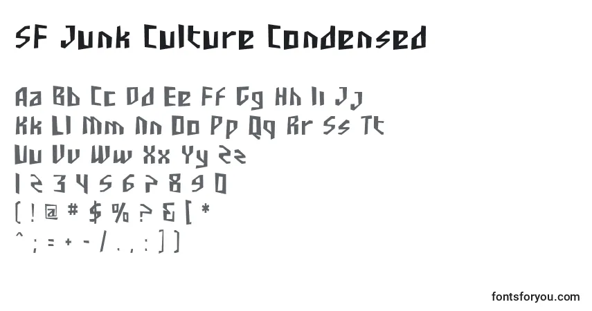 Czcionka SF Junk Culture Condensed (140331) – alfabet, cyfry, specjalne znaki