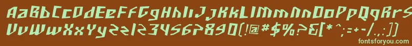 フォントSF Junk Culture Oblique – 緑色の文字が茶色の背景にあります。