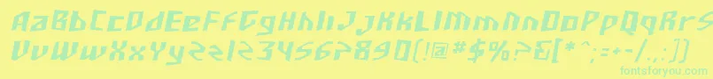 SF Junk Culture Oblique Font – Green Fonts on Yellow Background