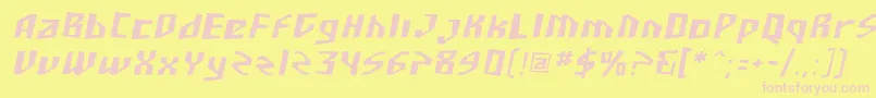 SF Junk Culture Oblique-fontti – vaaleanpunaiset fontit keltaisella taustalla