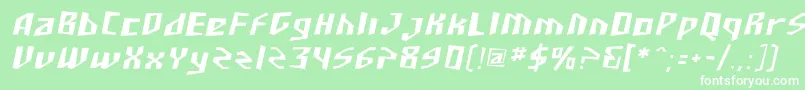 Fonte SF Junk Culture Oblique – fontes brancas em um fundo verde