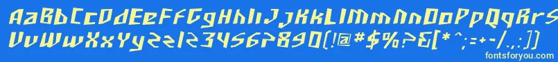 SF Junk Culture Oblique Font – Yellow Fonts on Blue Background