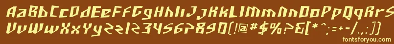 SF Junk Culture Oblique-fontti – keltaiset fontit ruskealla taustalla