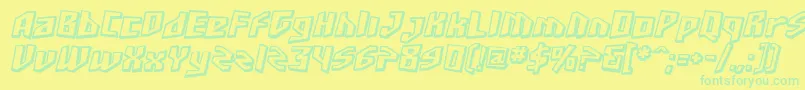 SF Junk Culture Shaded Oblique Font – Green Fonts on Yellow Background