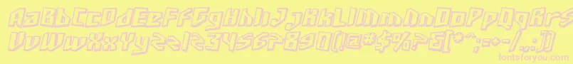 フォントSF Junk Culture Shaded Oblique – ピンクのフォント、黄色の背景
