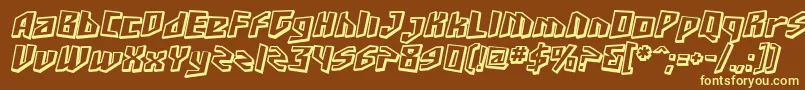 SF Junk Culture Shaded Oblique-Schriftart – Gelbe Schriften auf braunem Hintergrund